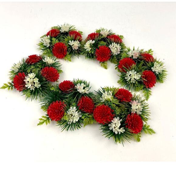 VTG Plastic Candle Rings Christmas Decor Red White Floral Holiday Lot of 6 - Picture 1 of 16